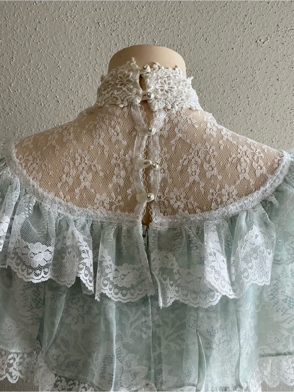 Rare VTG Gunne Sax Jessica McClintock Mint Prairie Lace Maxi Dress Cottagecore S - Picture 8 of 14